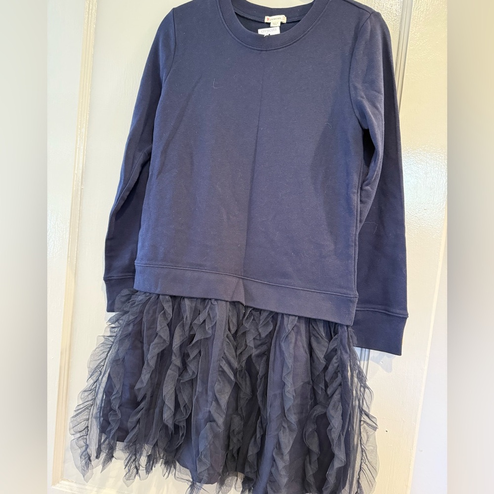 J CREW Girls CREWCUTS Navy Tulle sweatshirt dress size 14 NWOT